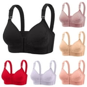VBTAPA Front Closure Bras for Women Wireless Push Up Bras Full Coverage Lace Bra Adjustable Straps Comfort Cotton Bralette Breathable Everyday Bras Prime Big Deal Days Black XL